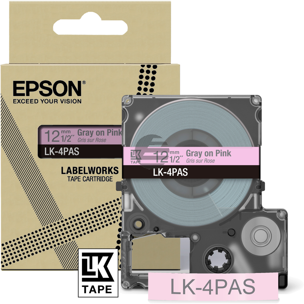 Epson Schriftbandkassette 12mm grau/rosa (C53S672103, LK-4PAS)
