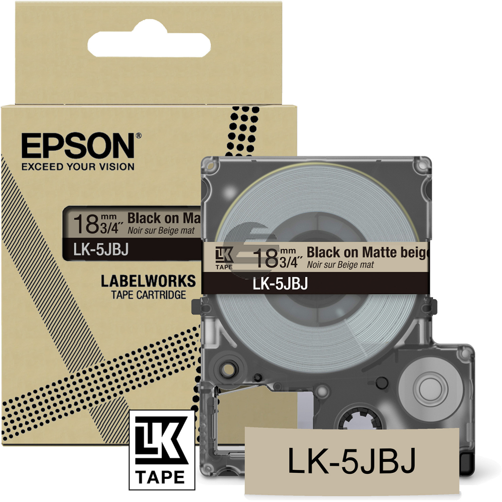 Epson Schriftbandkassette 18mm schwarz/beige (matt) (C53S672091, LK-5JBJ)