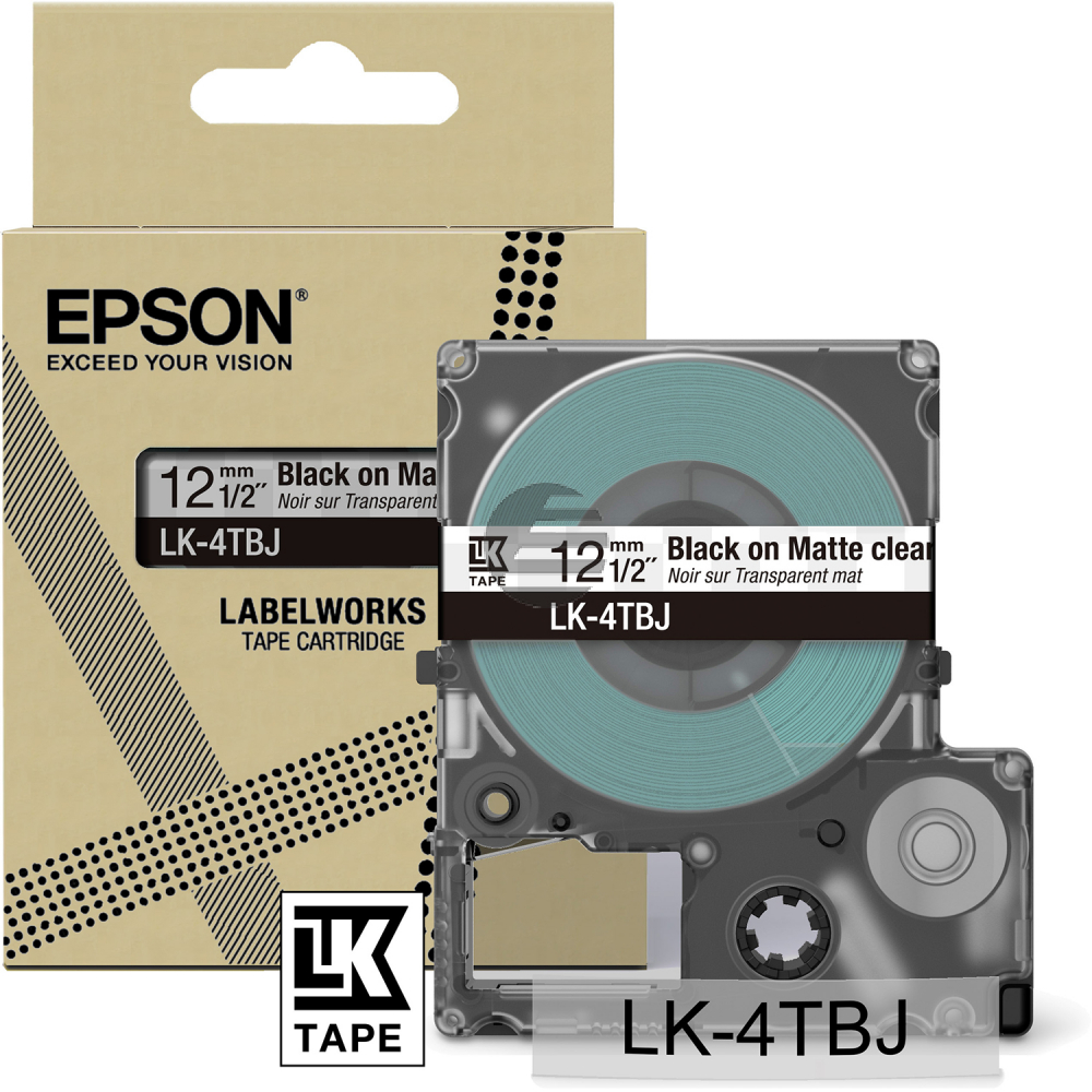 Epson Schriftbandkassette 12mm schwarz/transparent (C53S672065, LK-4TBJ)