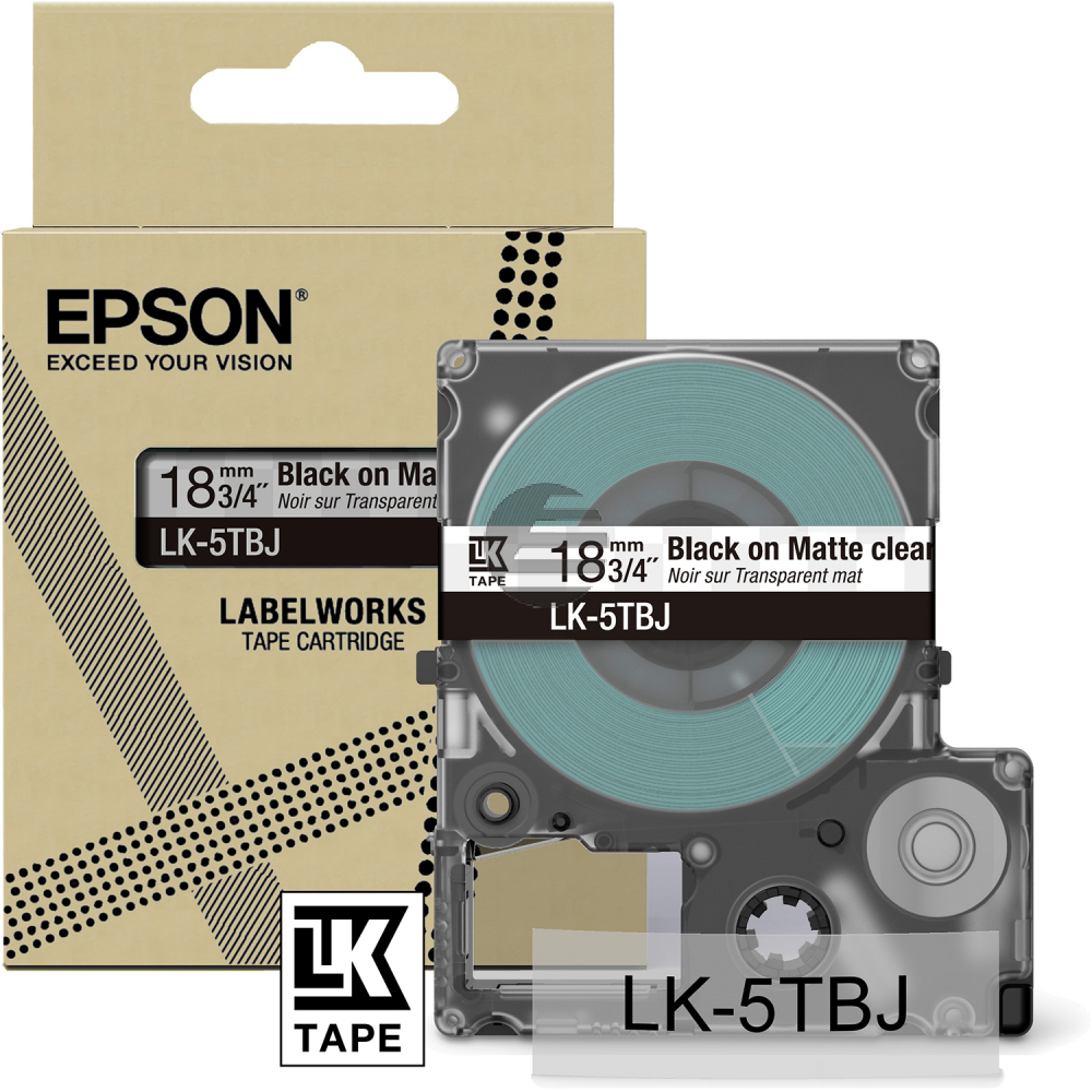 Epson Schriftbandkassette 18mm schwarz/transparent (C53S672066, LK-5TBJ)