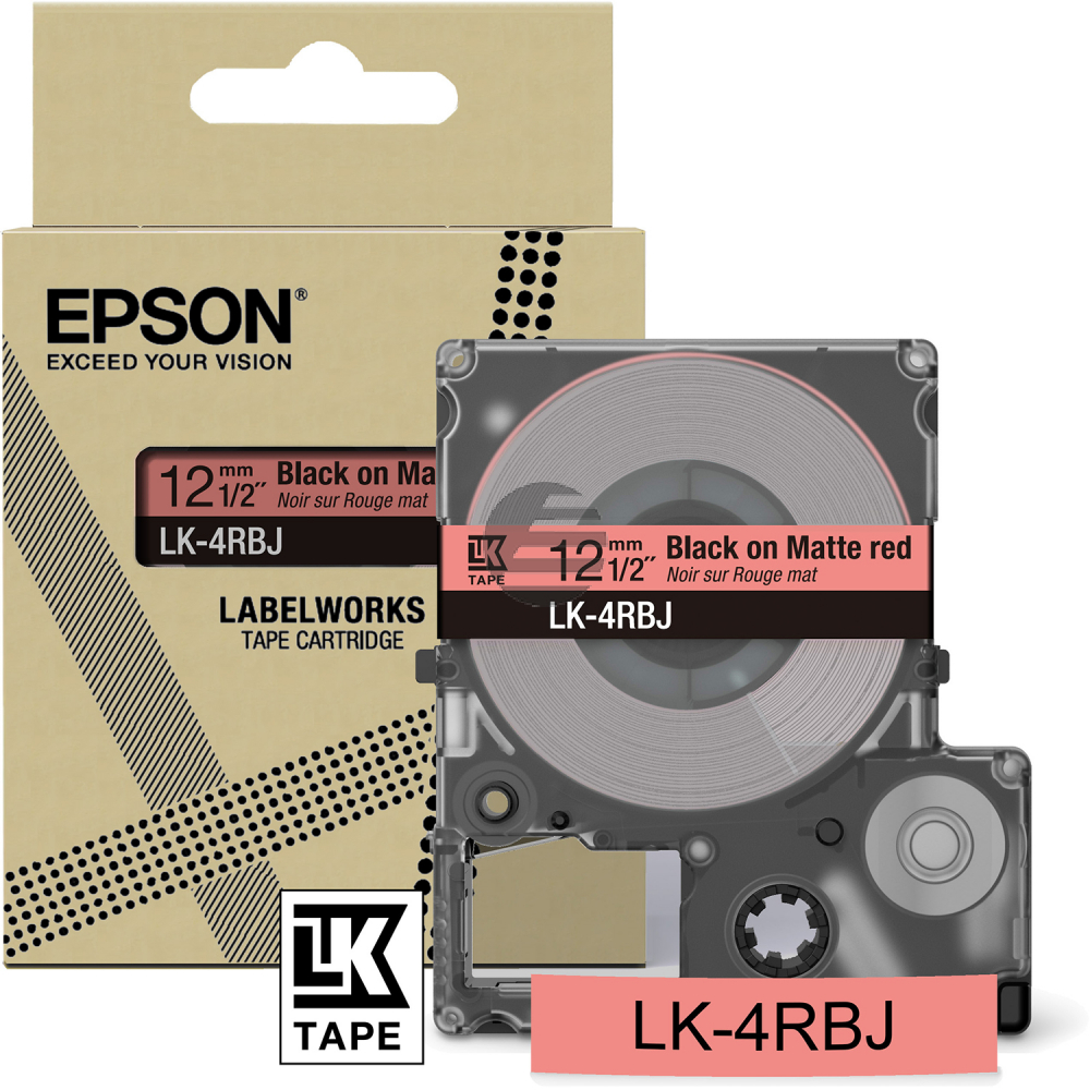 Epson Schriftbandkassette 12mm schwarz/rot (matt) (C53S672071, LK-4RBJ)