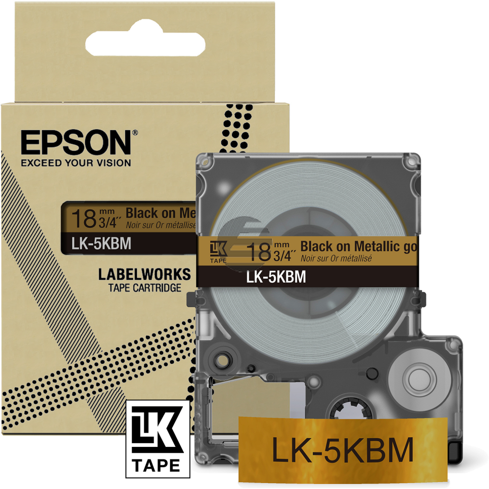 Epson Schriftbandkassette 18mm schwarz/gold (C53S672093, LK-5KBM)