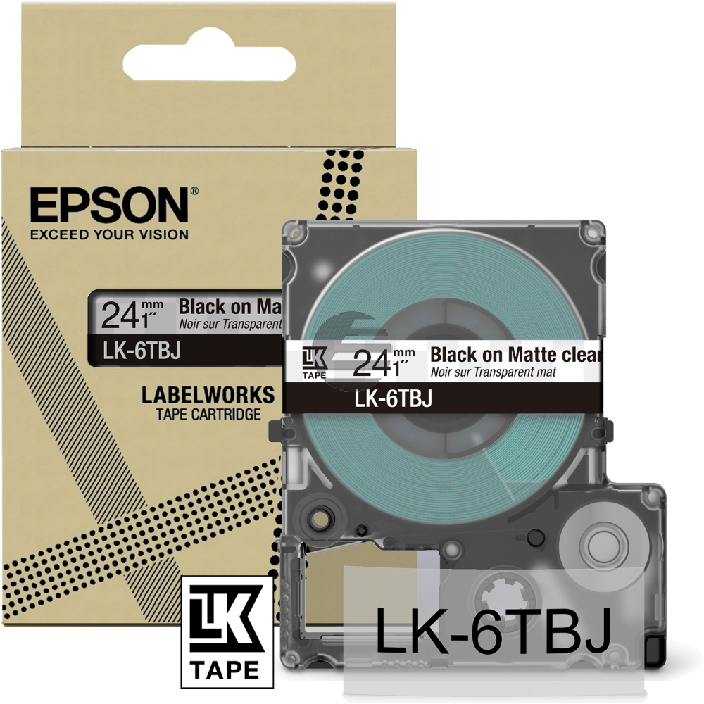 Epson Schriftbandkassette 24mm schwarz/transparent (C53S672067, LK-6TBJ)