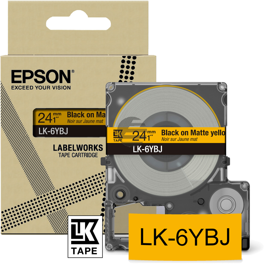 Epson Schriftbandkassette 24mm schwarz/gelb (C53S672076, LK-6YBJ)