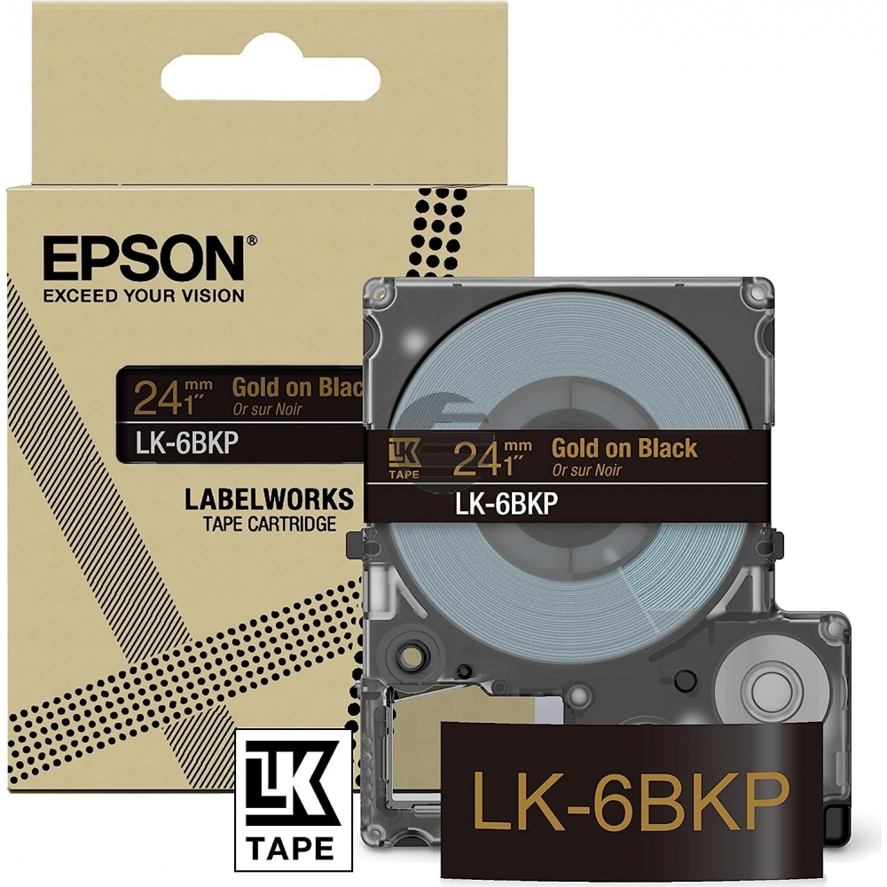 Epson Schriftbandkassette 24mm gold/schwarz (C53S672096, LK-6BKP)