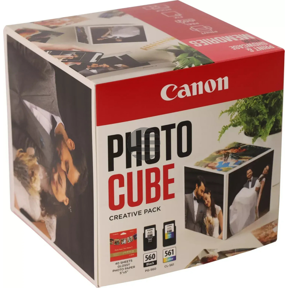 Canon Tintendruckkopf + Papier farbig, schwarz (3713C011, CL-561, PG-560)