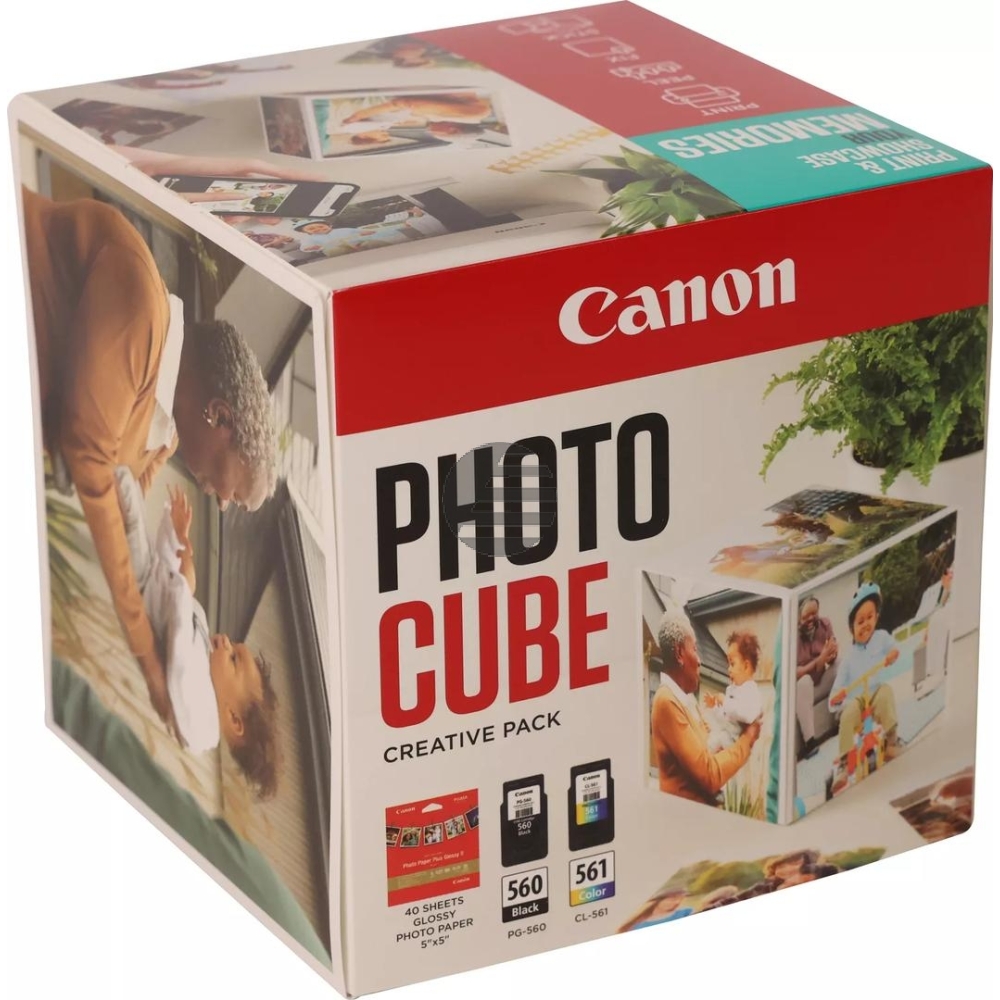 Canon Tintendruckkopf + Papier farbig, schwarz (3713C012, CL-561, PG-560)