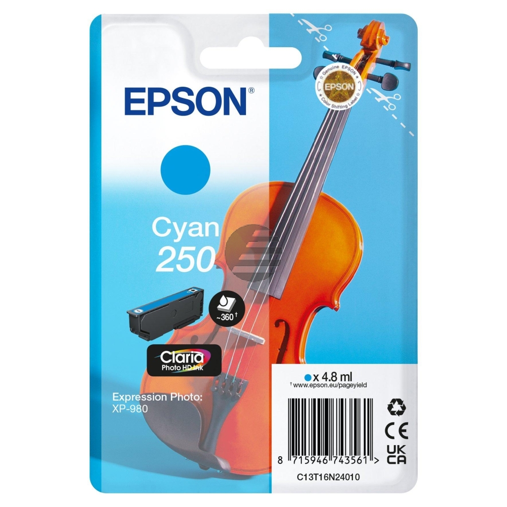 Epson Tintenpatrone cyan SC (C13T16N24010, 250)
