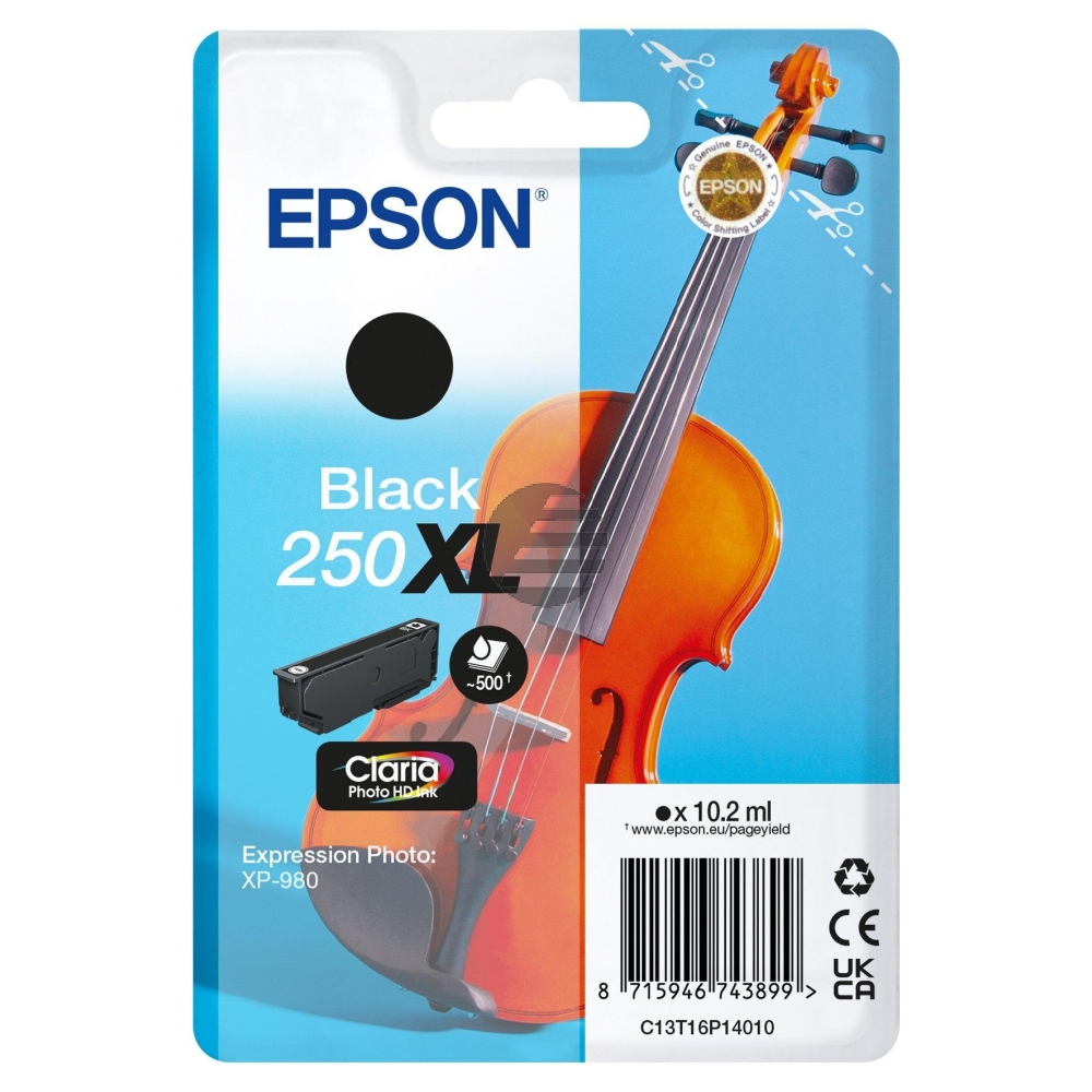 Epson Tintenpatrone schwarz HC (C13T16P14010, 250XL)