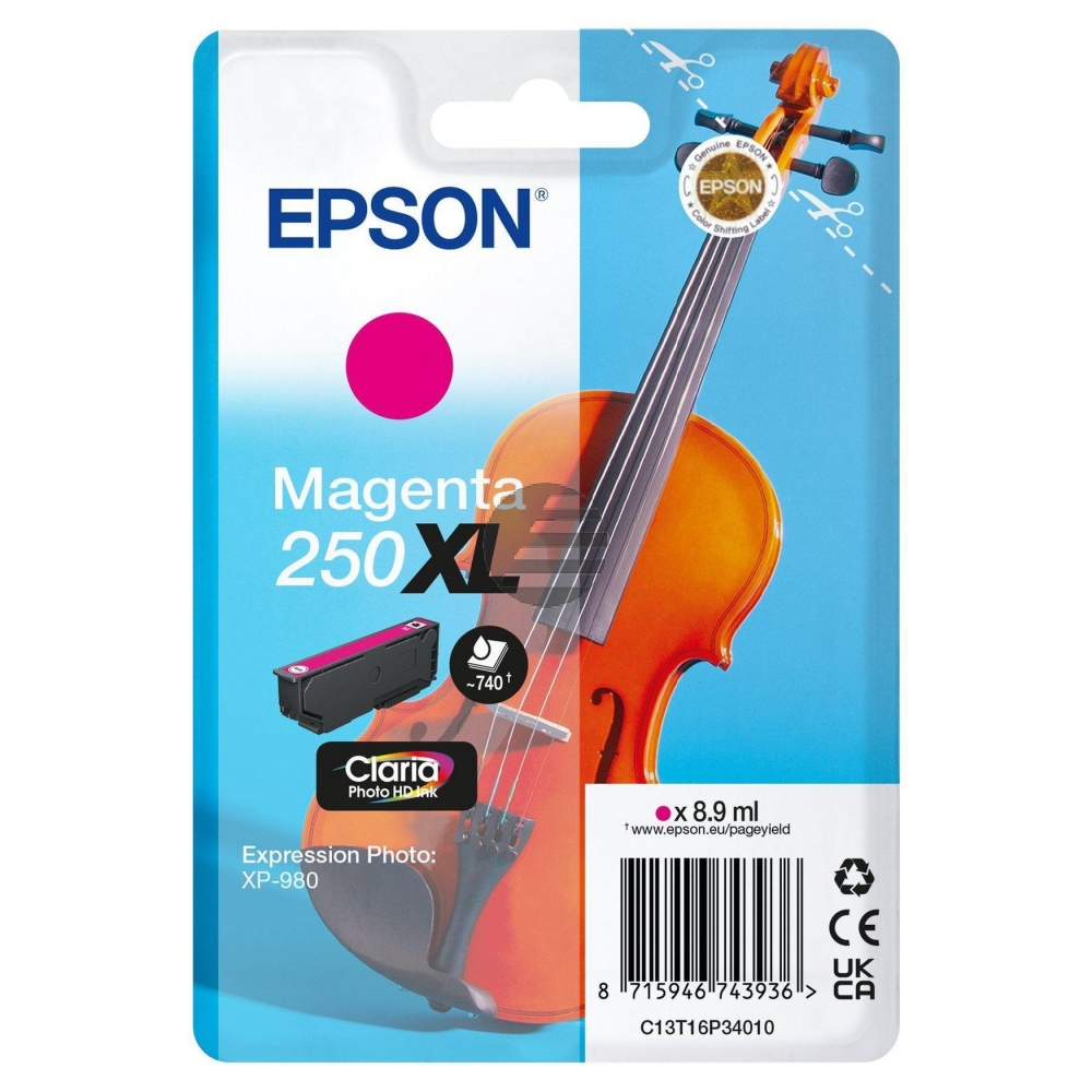Epson Tintenpatrone magenta HC (C13T16P34010, 250XL)
