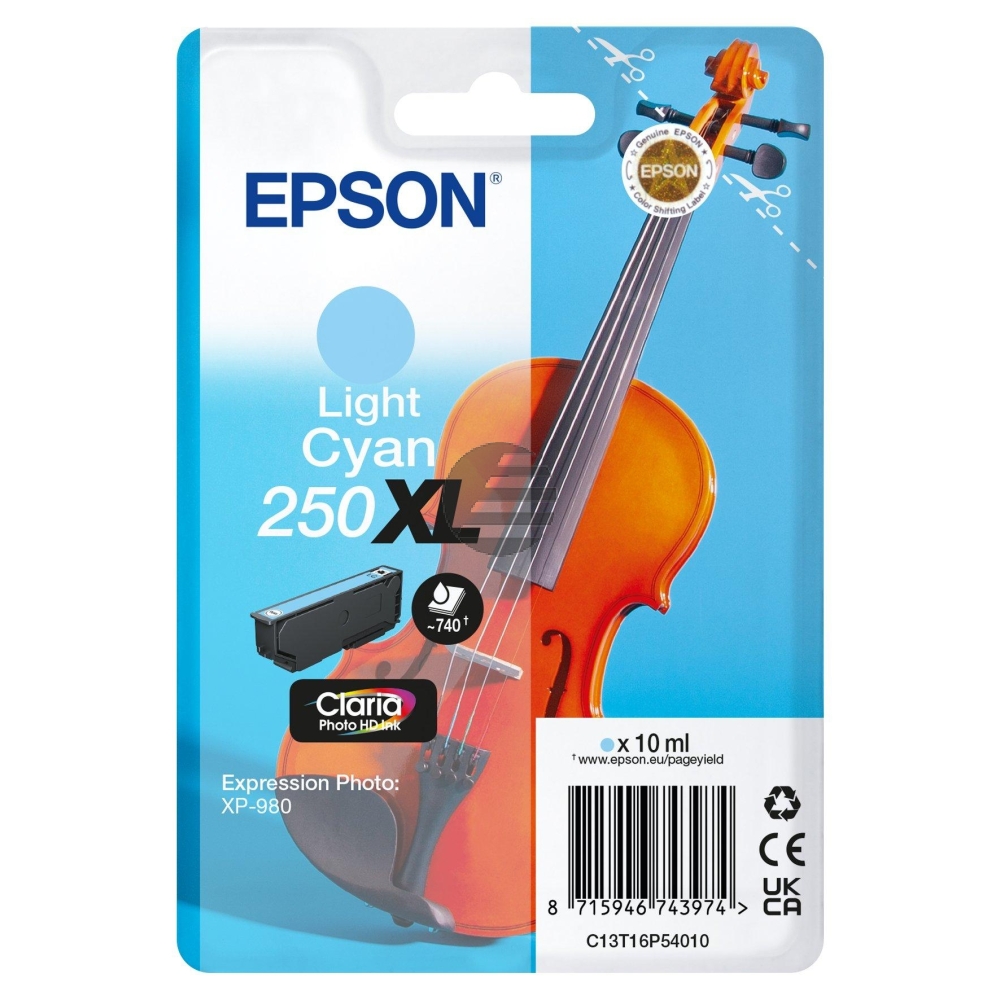Epson Tintenpatrone cyan light HC (C13T16P54010, 250XL)