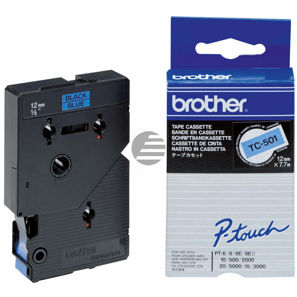 Brother Schriftbandkassette schwarz/blau (TC-501)