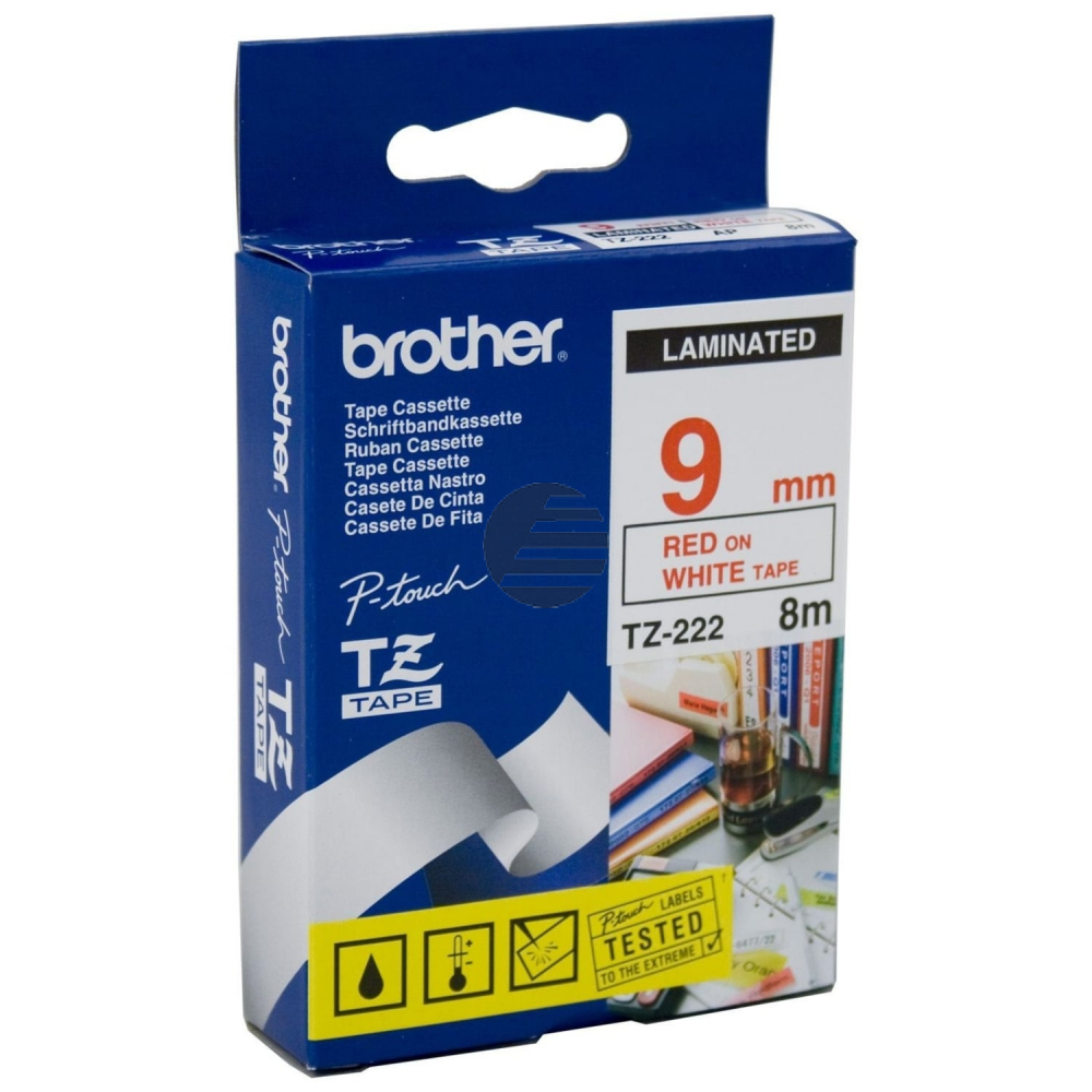 Brother Schriftbandkassette rot/weiß (TZE-222)