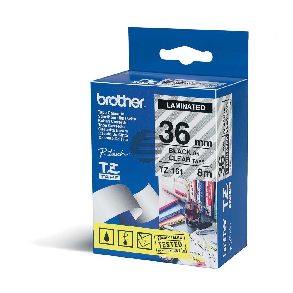 Brother Schriftbandkassette schwarz/transparent (TZE-161)