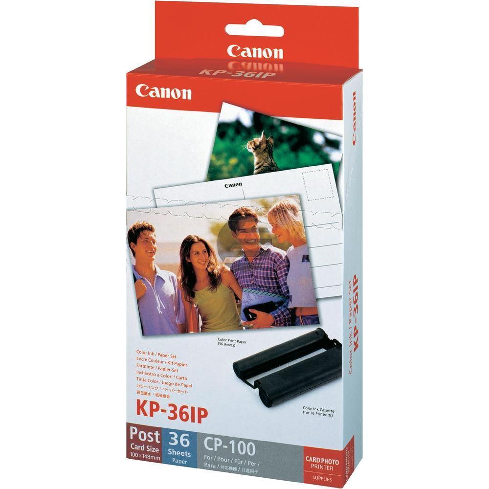Canon Fotopapier 100 x 150mm weiß farbig 36 Blatt (7737A001, KP-36IP)