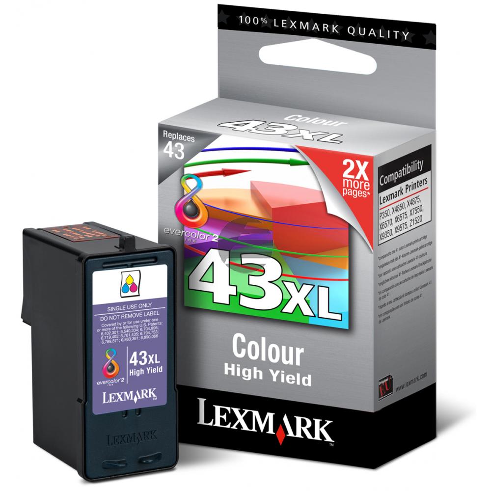 Lexmark Tintendruckkopf cyan/magenta/gelb HC (18YX143E, 43XL)