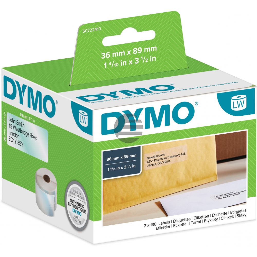 Dymo Adress-Etiketten (transparent) (S0722410, 99013)