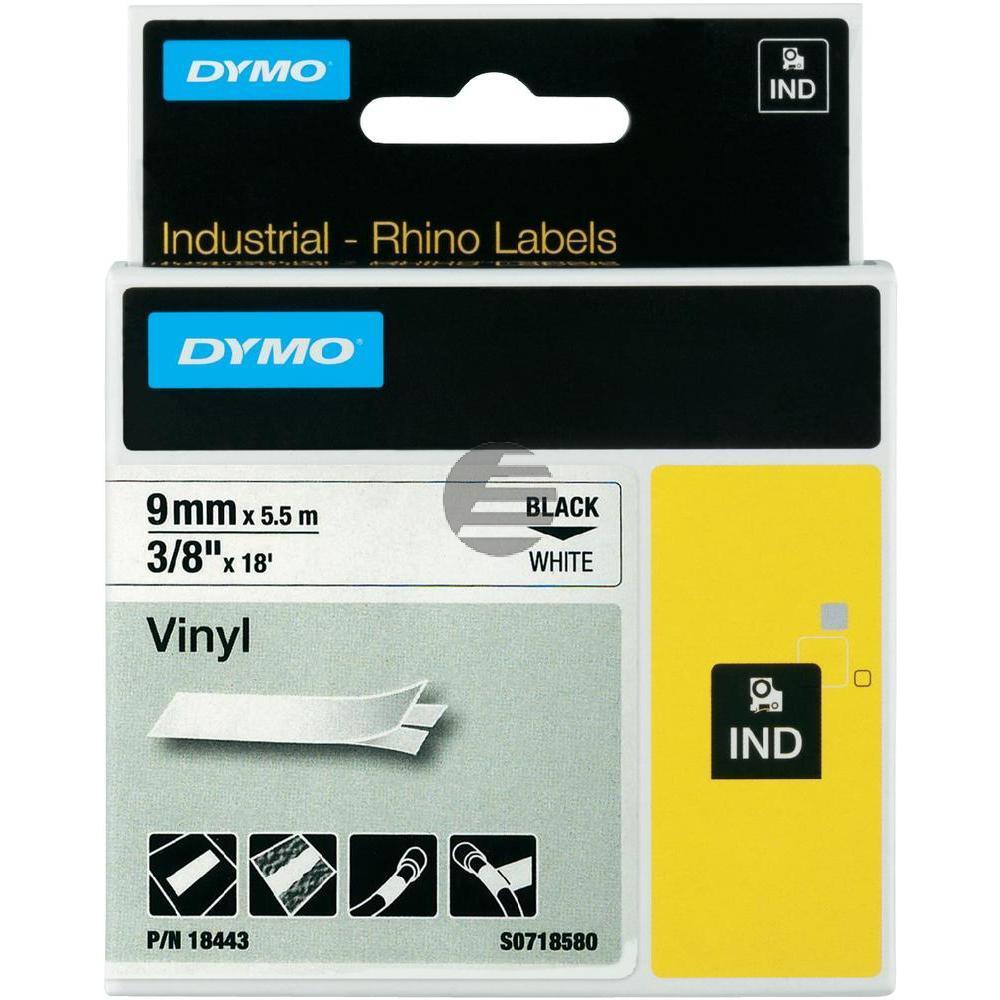 Dymo Farbiges Vinylband 9mm schwarz/weiß (18443)