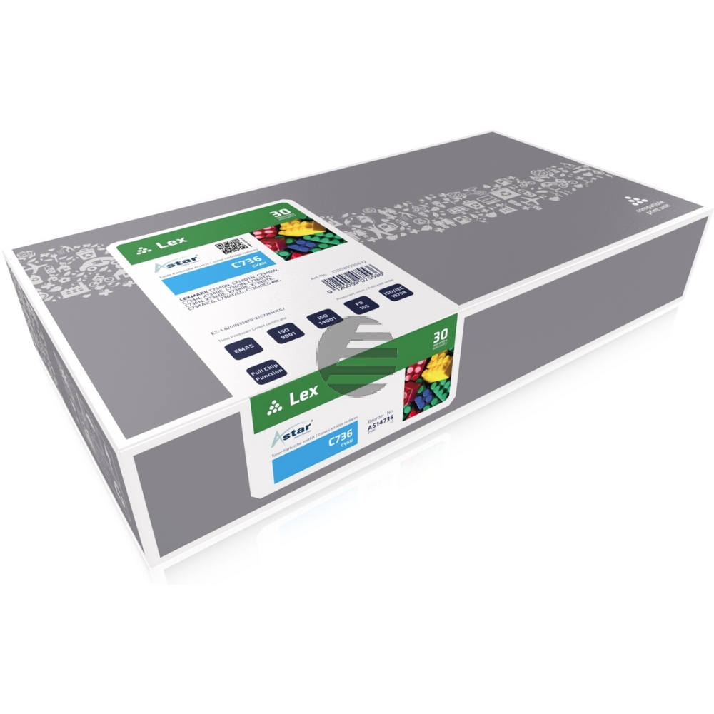 Astar Toner-Kartusche cyan HC (AS14736) ersetzt C736H2CG Astar Toner-Kartusche cyan HC (AS14736) ersetzt C736H2CG