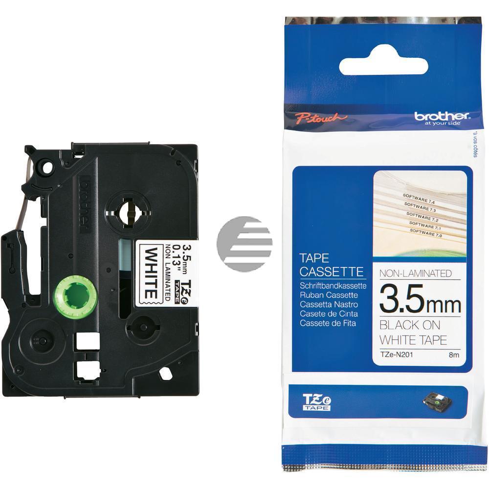 Brother Schriftbandkassette 3,5mm schwarz/weiß (TZE-N201) Brother Schriftbandkassette 3,5mm schwarz/weiß (TZE-N201)