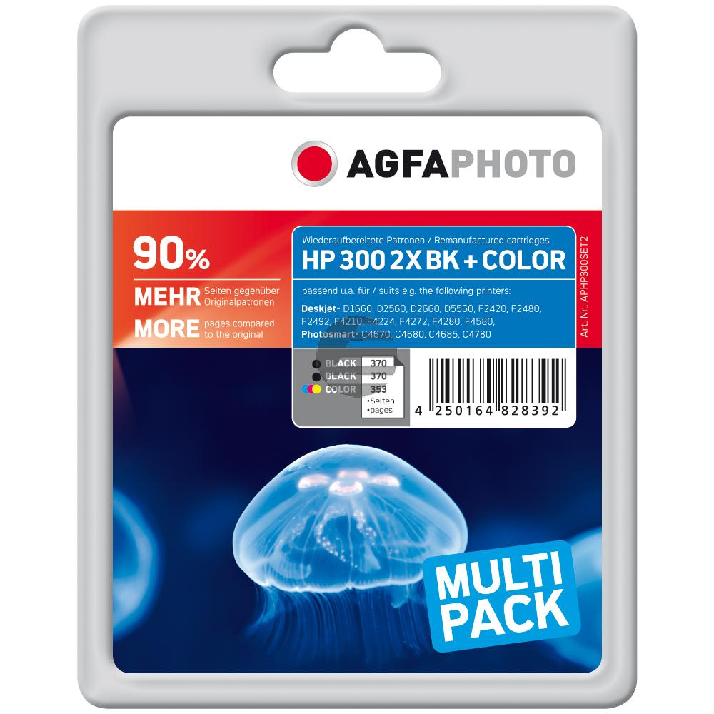 Agfaphoto Tintendruckkopf cyan/magenta/gelb, 2 x schwarz HC (APHP300SET2) ersetzt 300