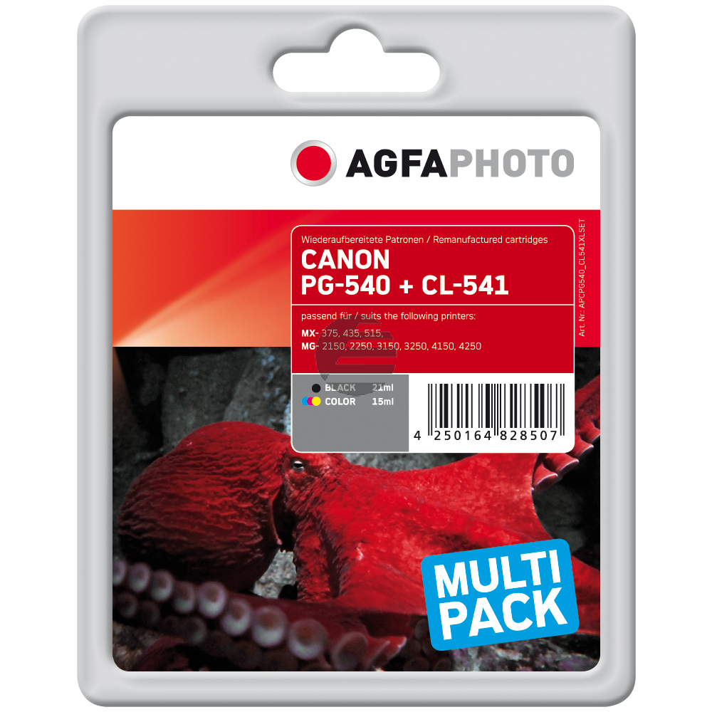 Agfaphoto Tintendruckkopf cyan/magenta/gelb, schwarz (APCPG540_CL541XLSET) ersetzt PG-540