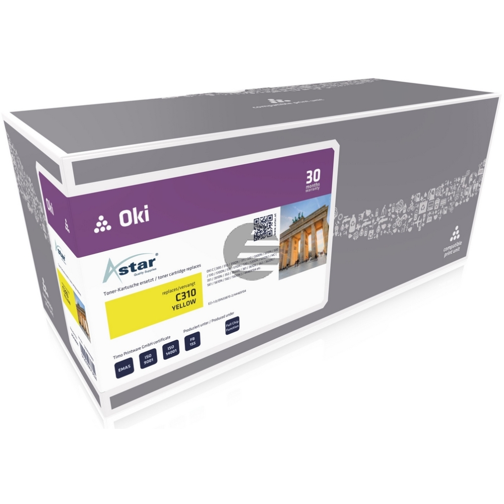 Astar Toner-Kit gelb (AS13031) ersetzt 44469704 Astar Toner-Kit gelb (AS13031) ersetzt 44469704