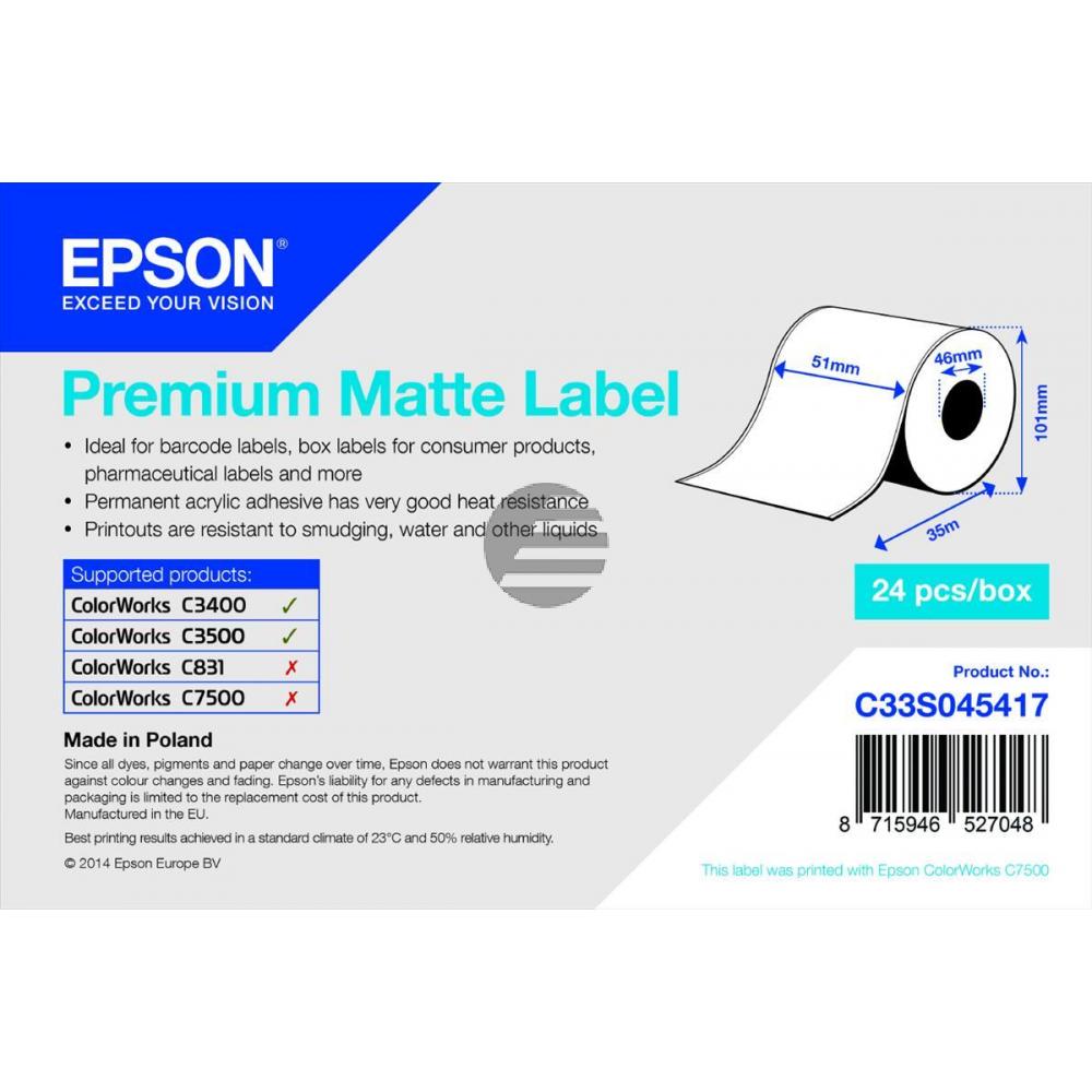 Epson Premium mattes Endlos-Etikett weiß 24 Stück (C33S045417)