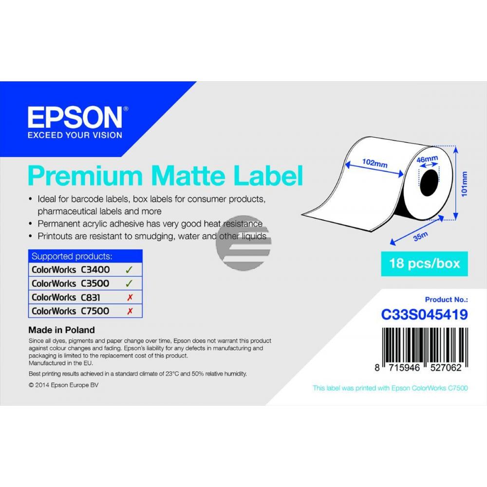Epson Premium mattes Endlos-Etikett weiß 18 Stück (C33S045419)