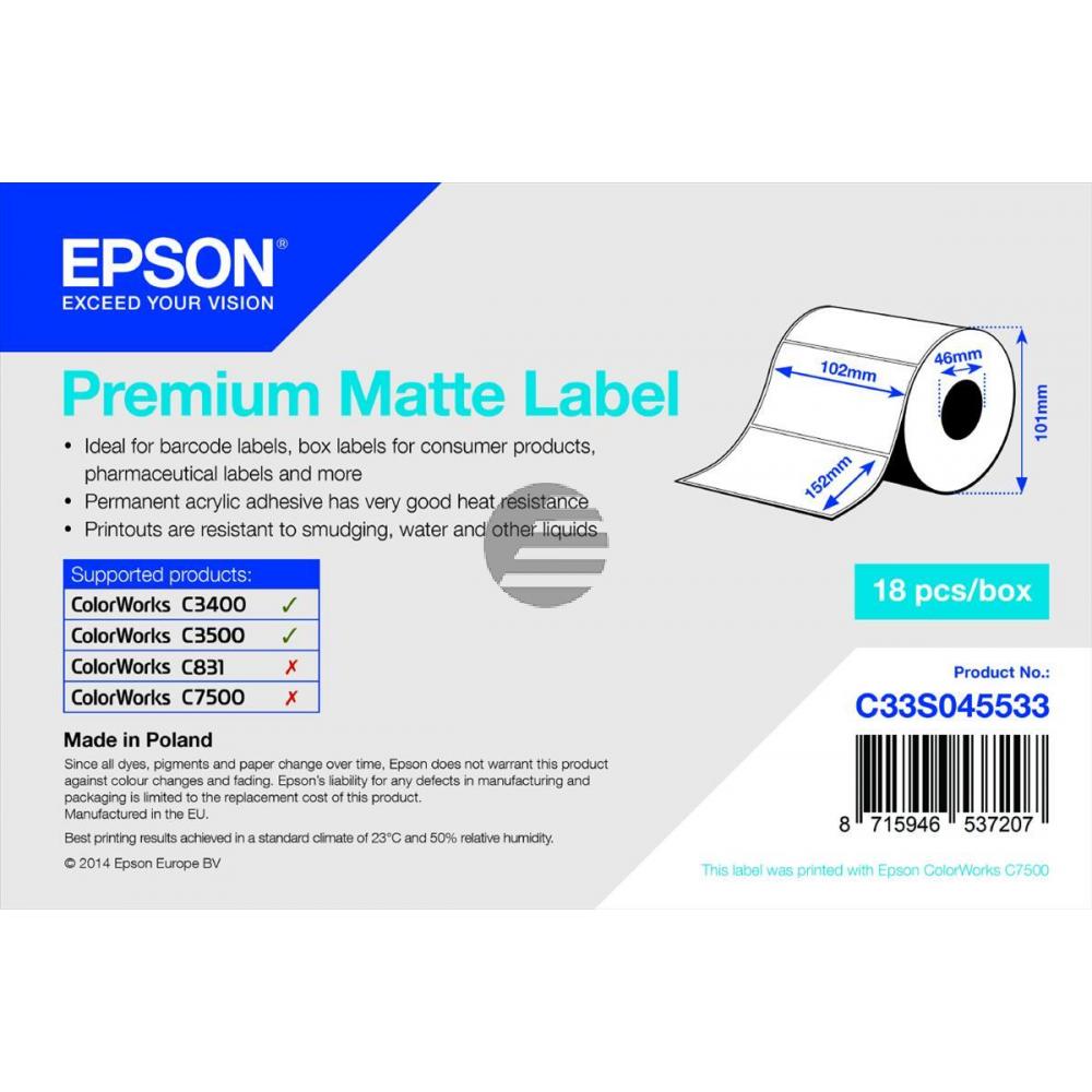 Epson Premium matte Etiketten, gestanzt weiß 18 Stück (C33S045533)