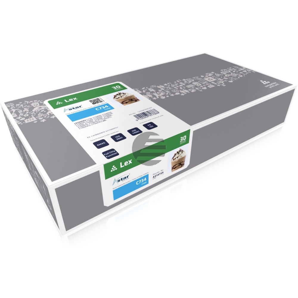 Astar Toner-Kartusche cyan HC (AS14734) ersetzt C736H1CG Astar Toner-Kartusche cyan HC (AS14734) ersetzt C736H1CG