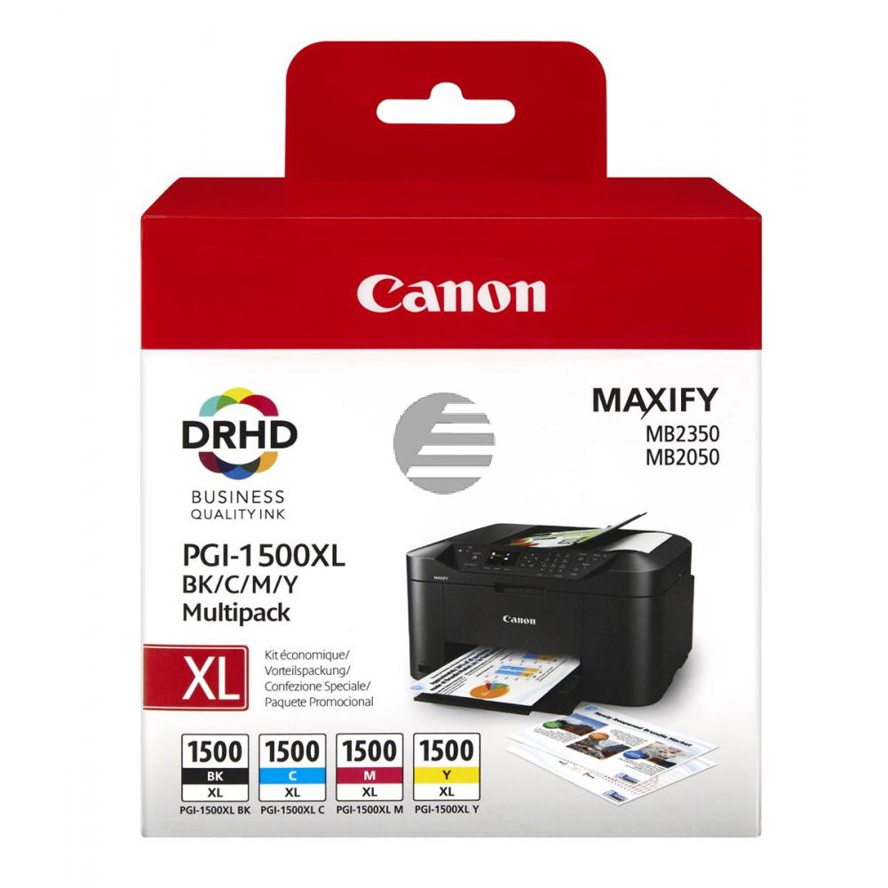 Canon Tintenpatrone gelb, magenta, schwarz, cyan HC (9182B004, PGI-1500XLBK, PGI-1500XLC, PGI-1500XLM, PGI-1500XLY)