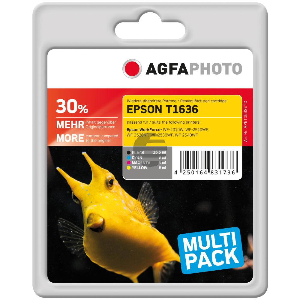 Agfaphoto Tintenpatrone gelb, magenta, schwarz, cyan HC (APET163SETD) ersetzt T1636