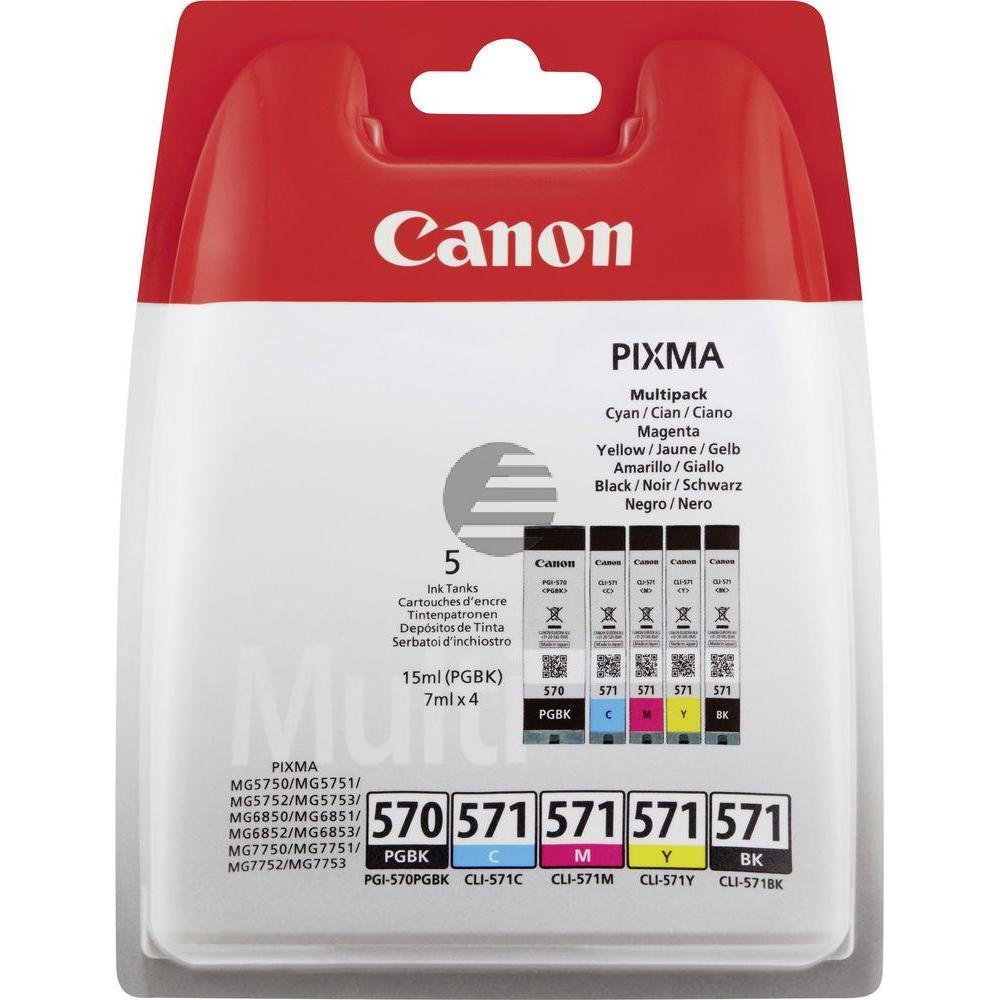 Canon Tintenpatrone gelb, magenta, photo schwarz, schwarz, cyan (0372C004, CLI-570PGBK, CLI-571BK, CLI-571C, CLI-571M, CLI-571Y)