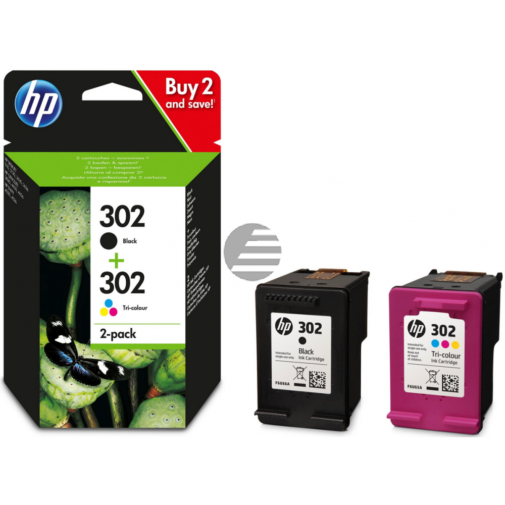 HP Tintendruckkopf cyan/magenta/gelb, schwarz (X4D37AE#301, 302)