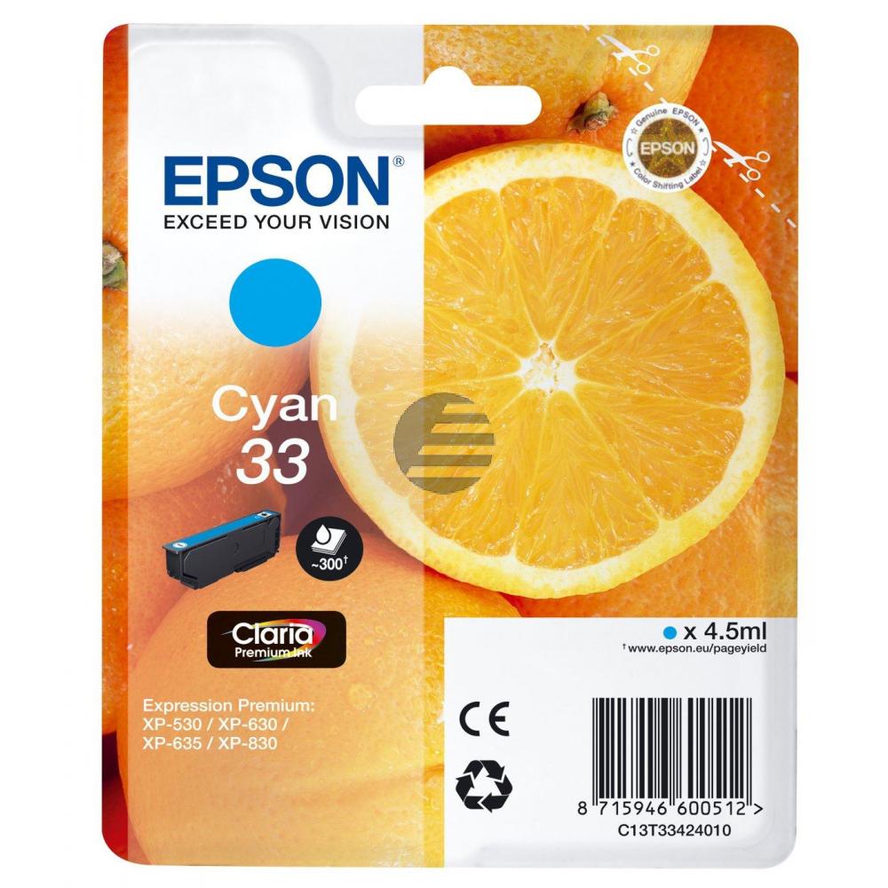 Epson Tintenpatrone with secure cyan (C13T33424012, T3342)