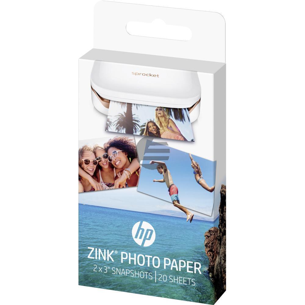 HP Zink Papier (Zink Papier selbstklebend) weiß 20 Blatt 2 x 3 Zoll 290 g/m² (W4Z13A)