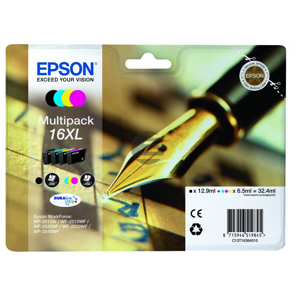 Epson Tintenpatrone gelb, magenta, schwarz, cyan HC (C13T16364022, T1636)