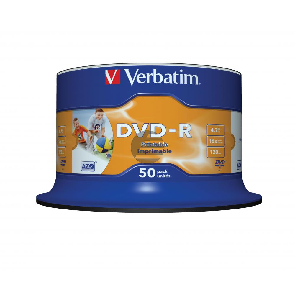 VERBATIM DVD-R 4.7GB 16x (50) SP 43533 breit foto bedruckbar keine ID