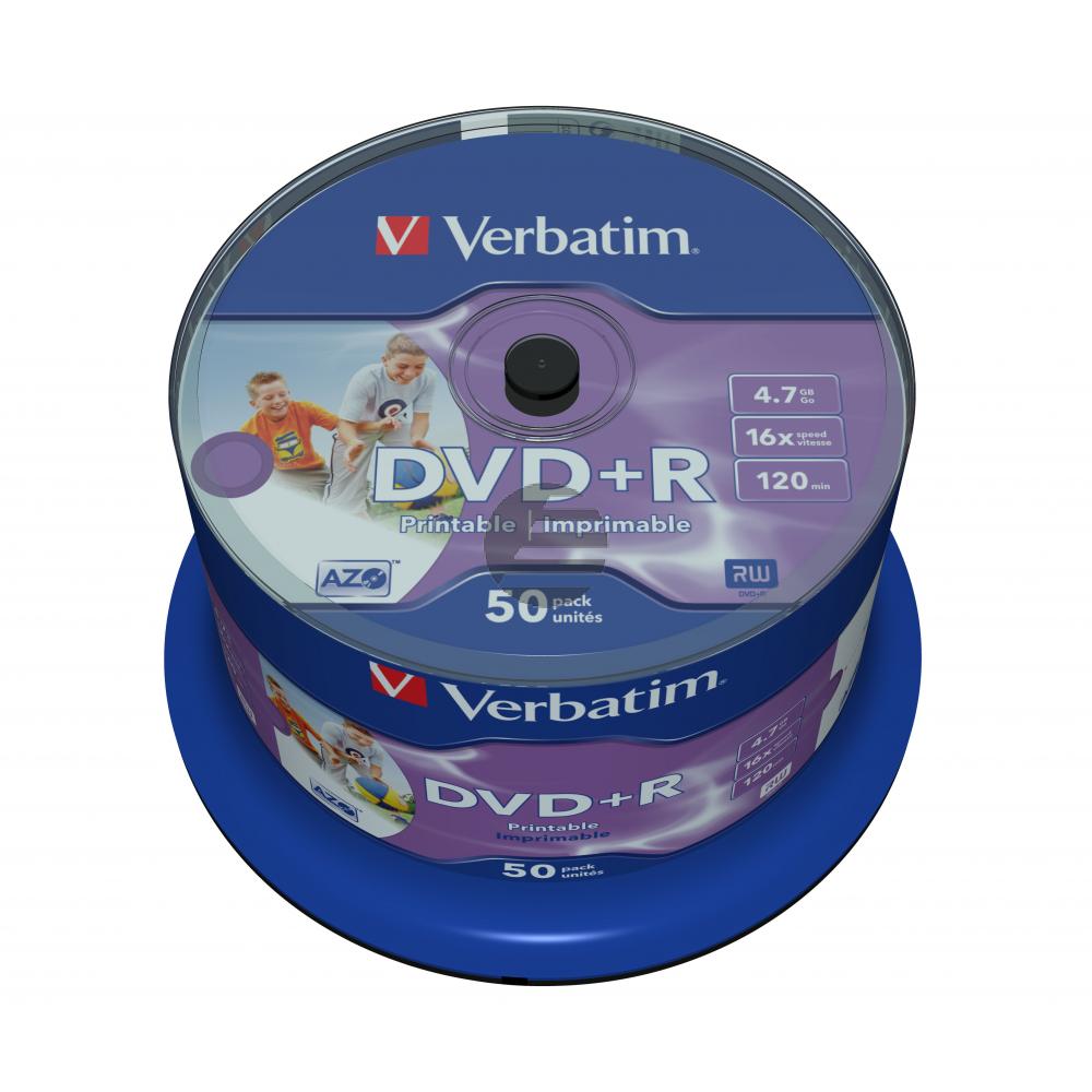 VERBATIM DVD+R 4.7GB 16x (50) SP 43512 breit foto bedruckbar keine ID