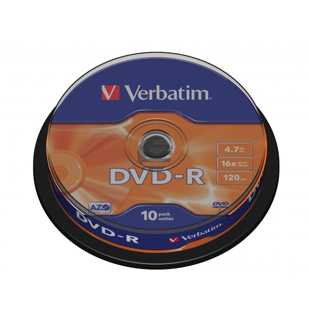 VERBATIM DVD-R 4.7GB 16x (10) SP 43523 Spindel matt silber