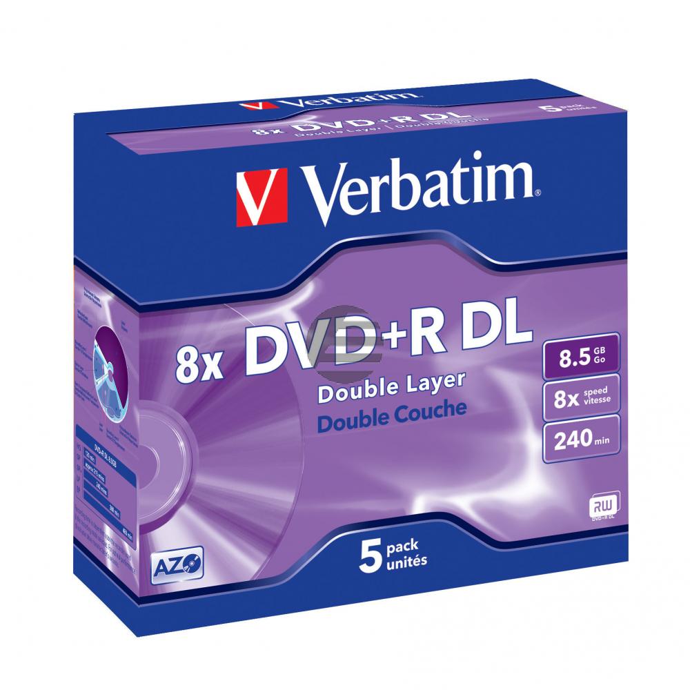 VERBATIM DVD+R 8.5GB 8x (5) JC 43541 Double Layer matt silber