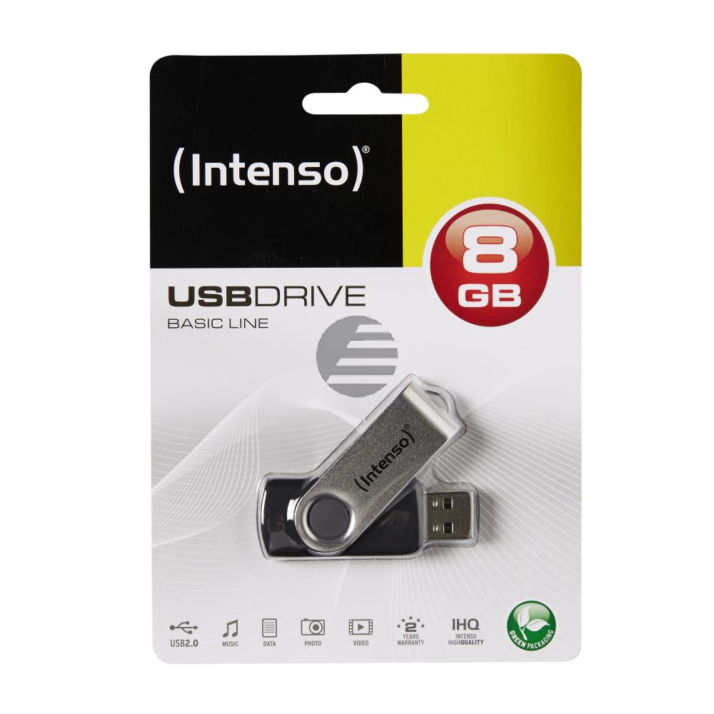 INTENSO USB STICK 2.0 8GB SCHWARZ 3503460 Basic Line