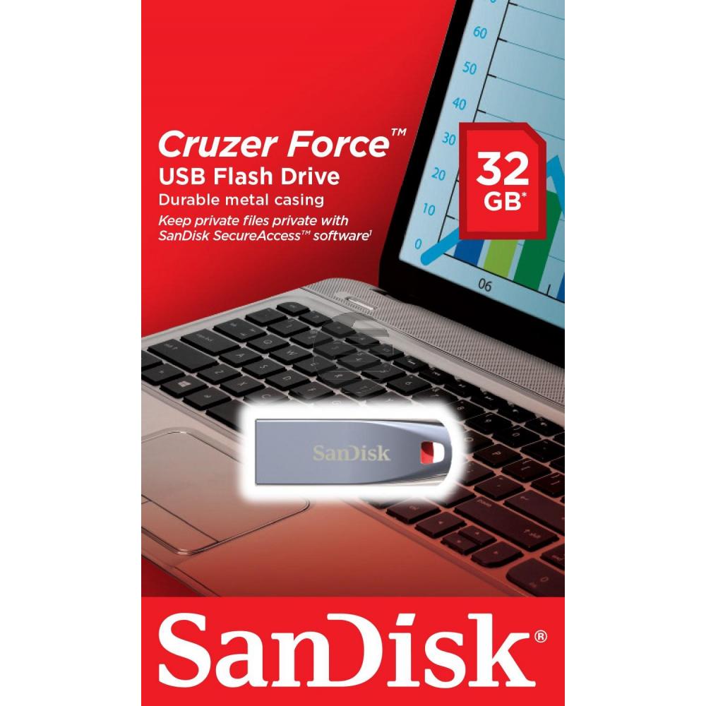 SANDISK CRUZER FORCE USB STICK 32GB SDCZ71-032G-B35 USB 2.0 anthrazit