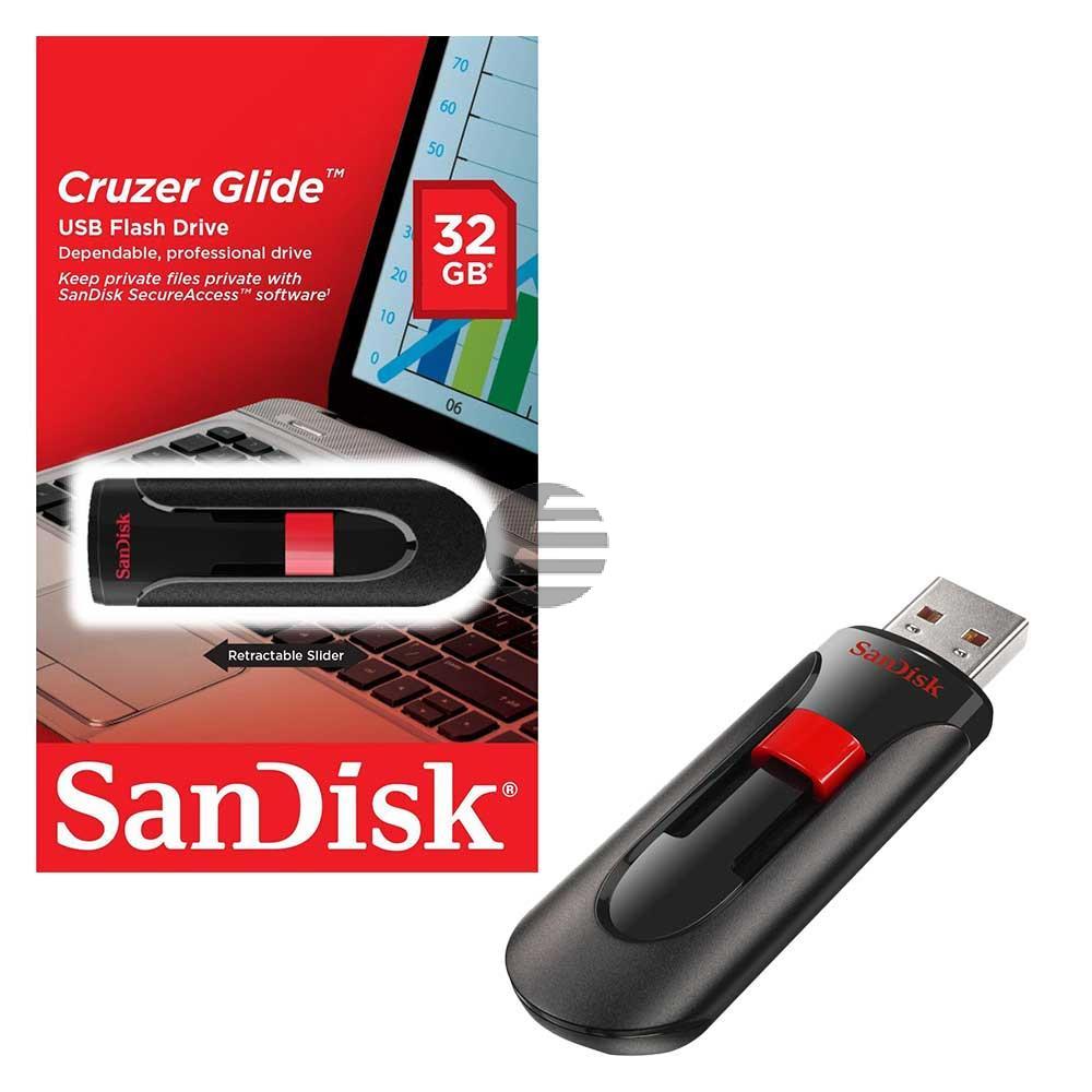 SANDISK CRUZER GLIDE USB STICK 32GB SDCZ60-032G-B35 USB 2.0 schwarz