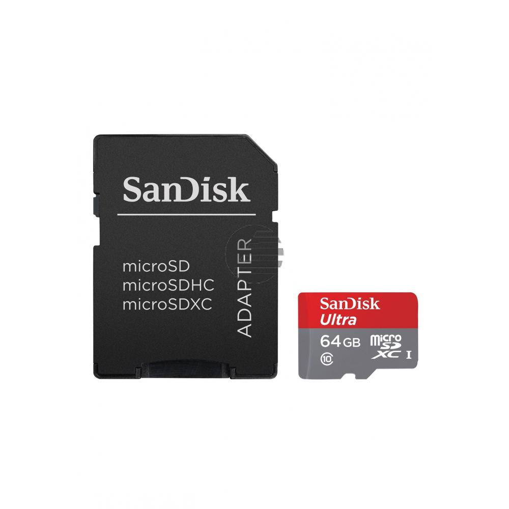 SANDISK ULTRA MICRO SDXC UHS-I KARTE 64G SDSQUNC064GGN6MA mit Adapter