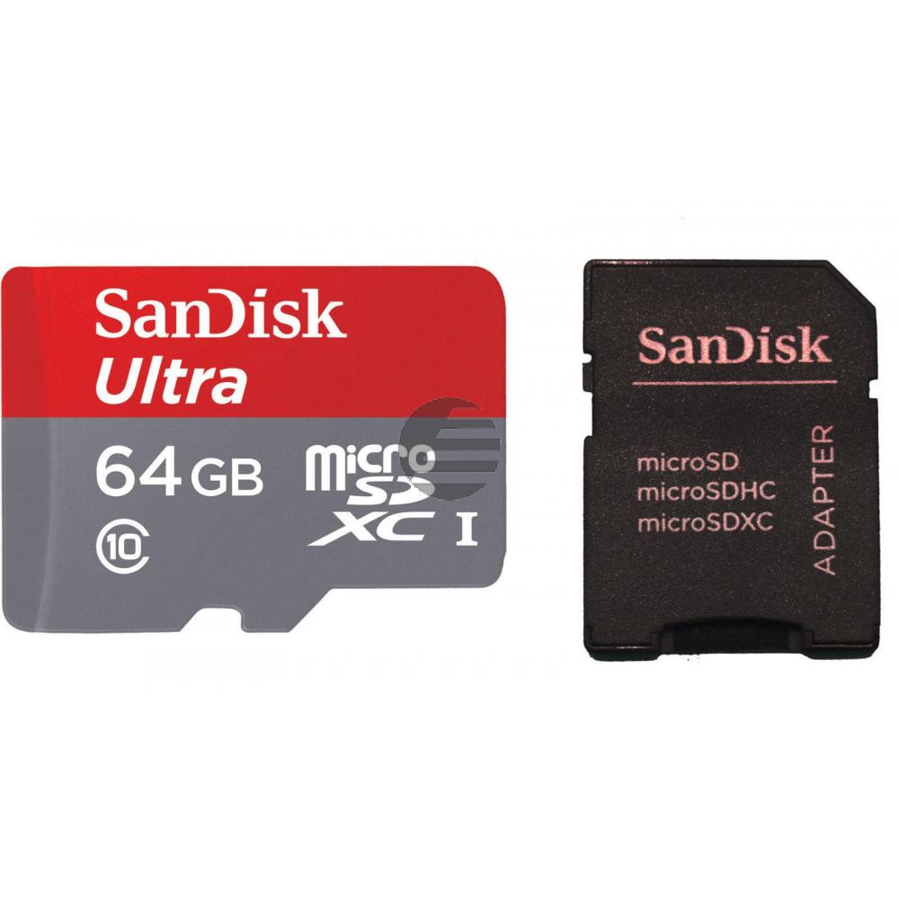 SANDISK MICRO SDXC SPEICHERKARTE 64GB SDSQUNC-064G-GN6IA mit Adapter