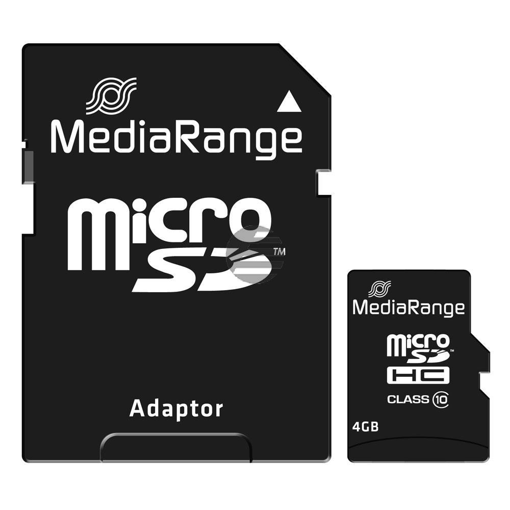 MEDIARANGE SDHC SPEICHERKARTE 4GB MR956 Klasse 10 mit SD Adapter