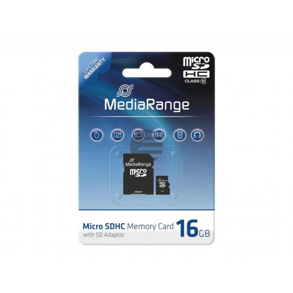 MEDIARANGE SDHC SPEICHERKARTE 16GB MR958 Klasse 10 mit SD Adapter