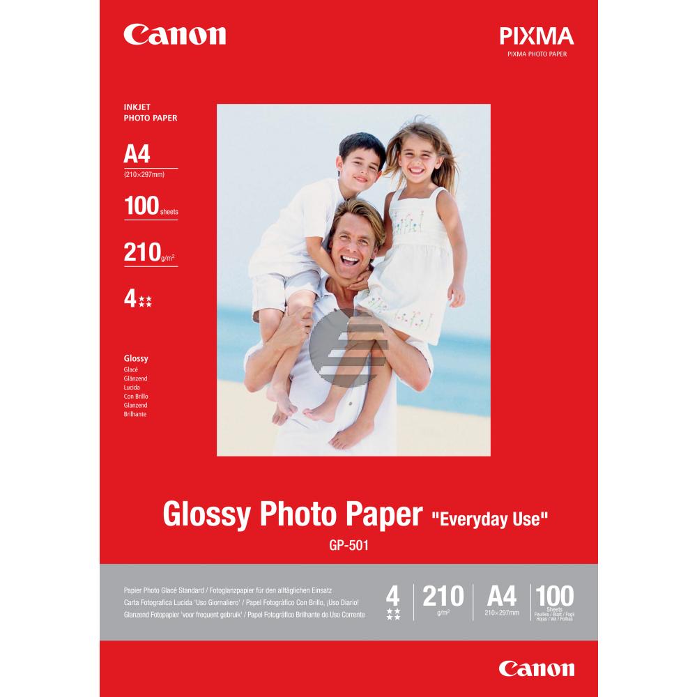 Canon Fotopapier 10 x 15cm Fotopapier glänzend weiß 100 Blatt 10 x 15 cm 210 g/m² (0775B003, GP-501)